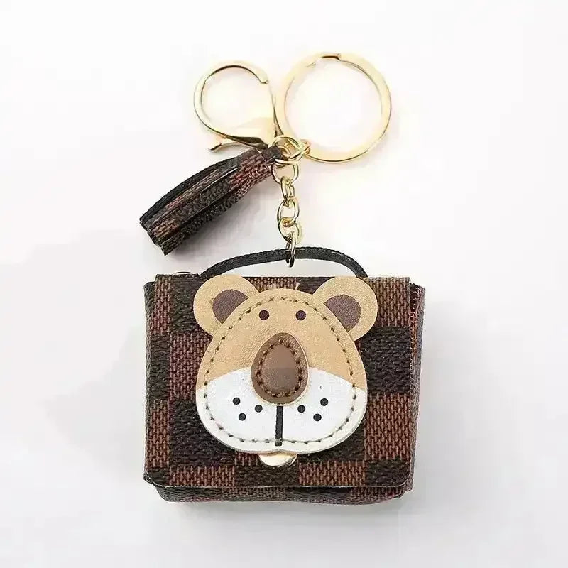 Premium Leather Lion Coin Purse Keychain - Bear Hugs