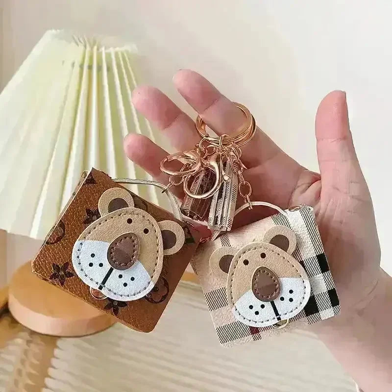 Premium Leather Lion Coin Purse Keychain - Bear Hugs