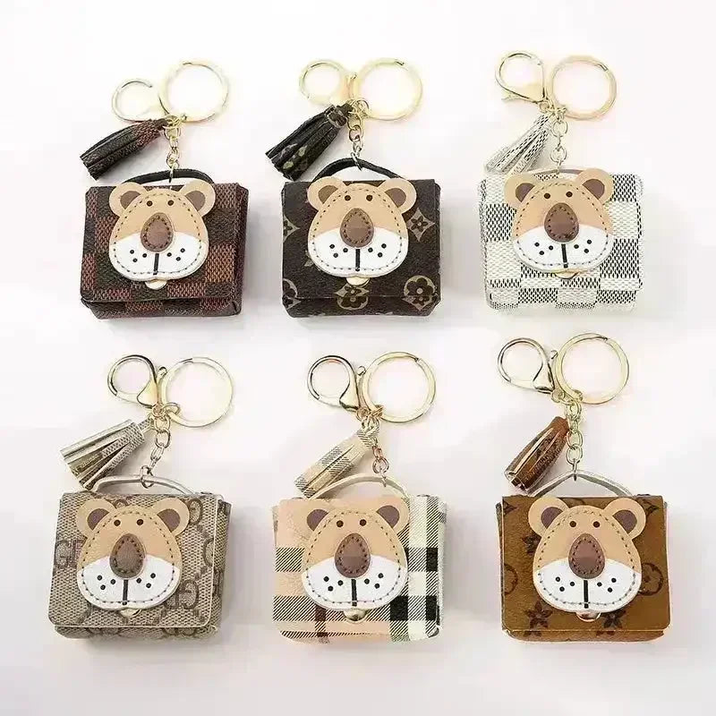 Premium Leather Lion Coin Purse Keychain - Bear Hugs