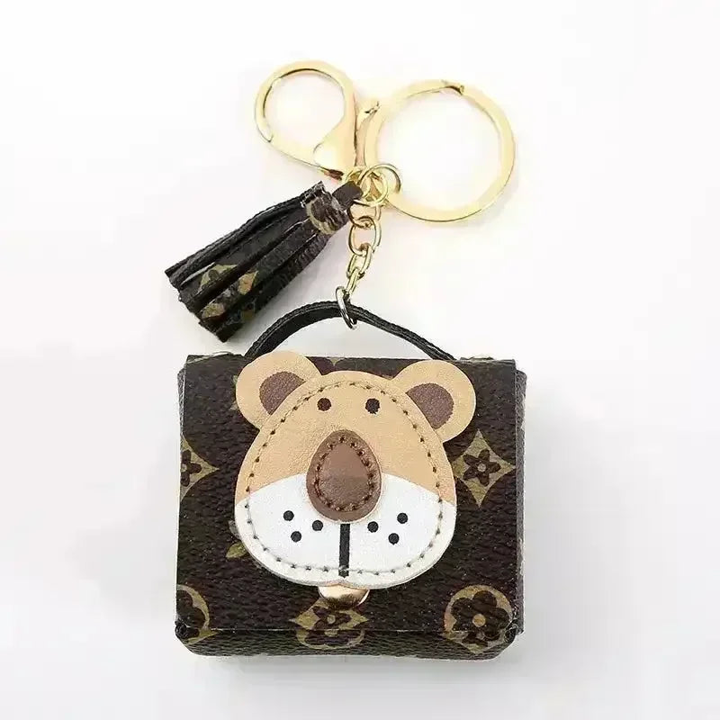 Premium Leather Lion Coin Purse Keychain - Bear Hugs