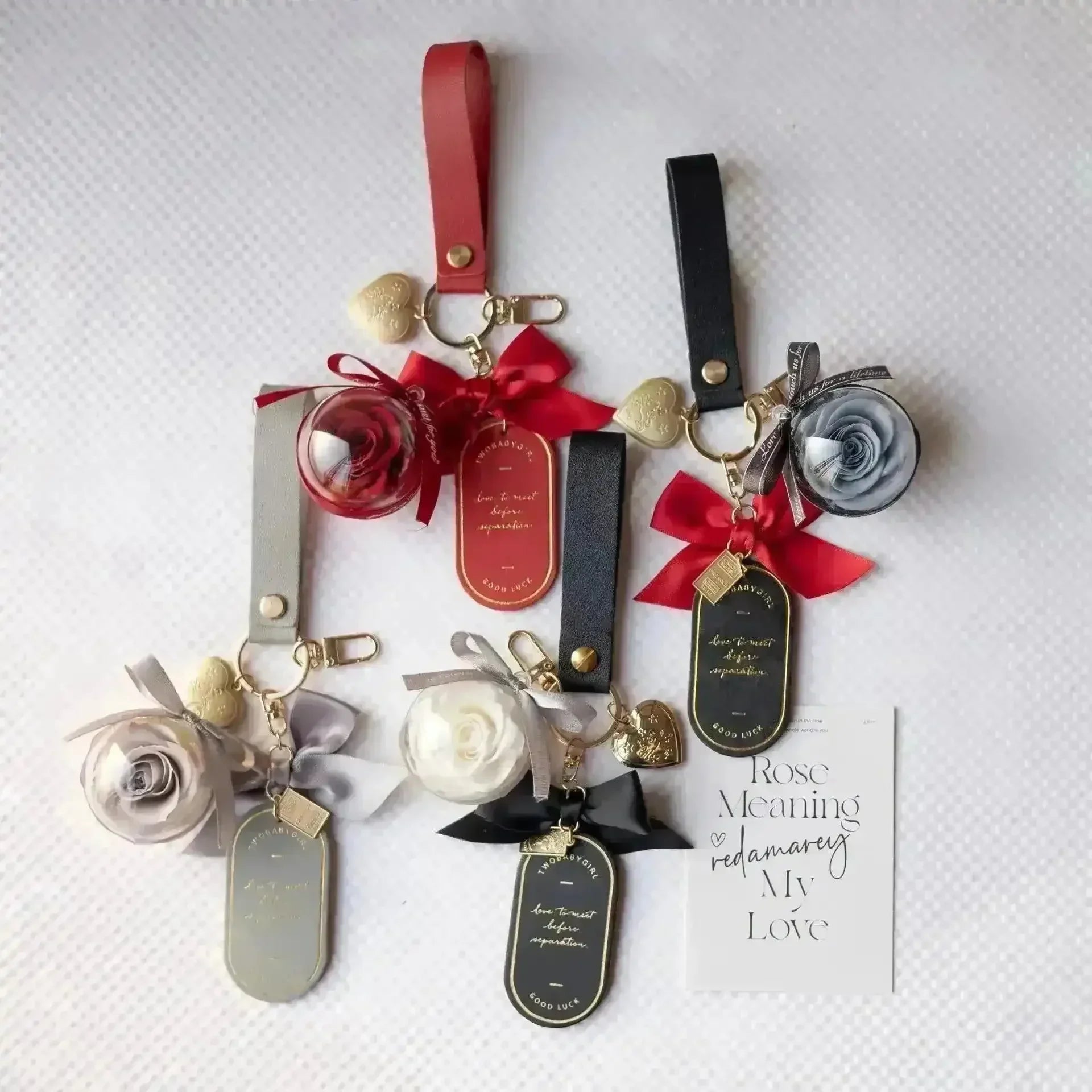 Preserved Rose Love Tag Keychain - Bear Hugs