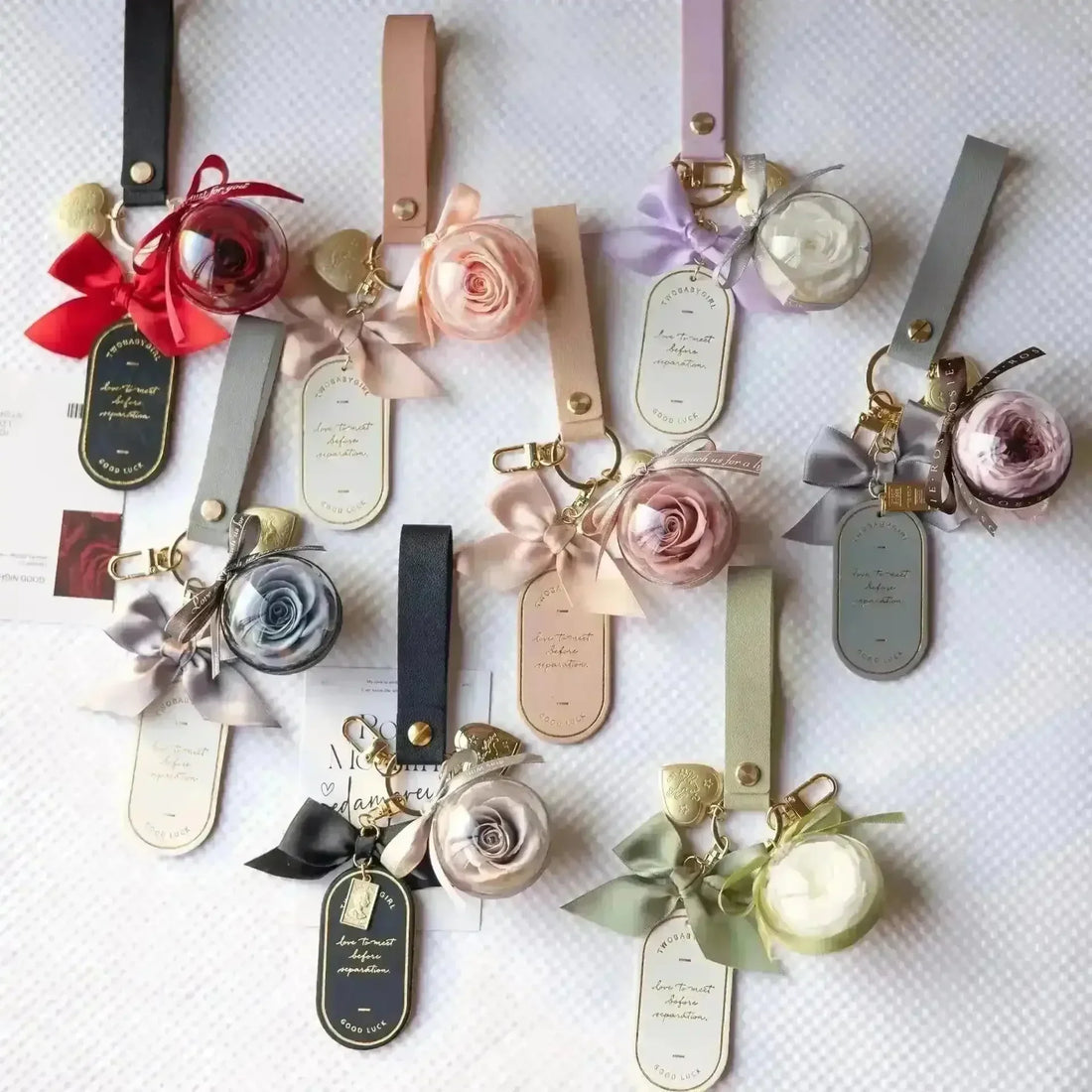 Preserved Rose Love Tag Keychain - Bear Hugs