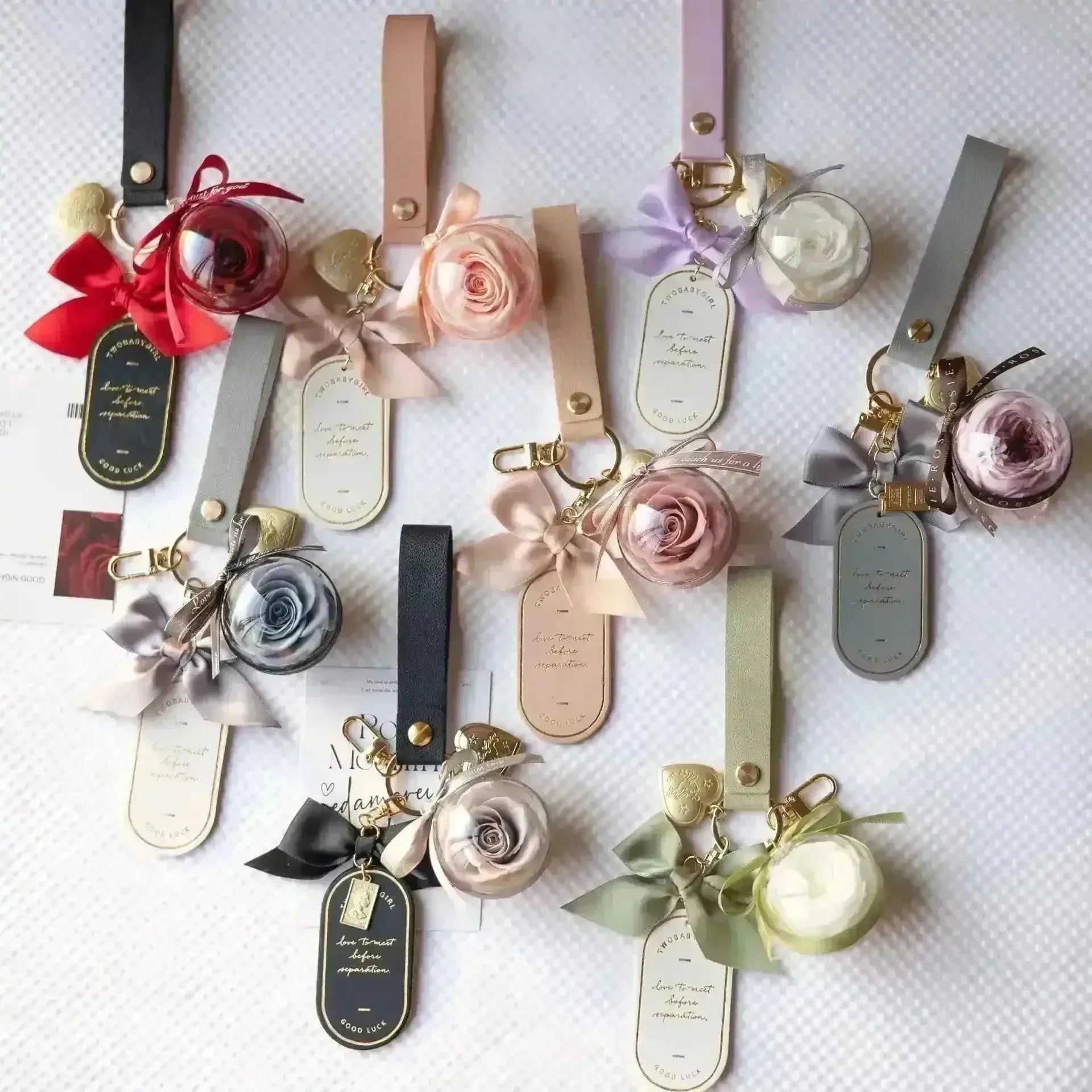 Preserved Rose Love Tag Keychain - Bear Hugs