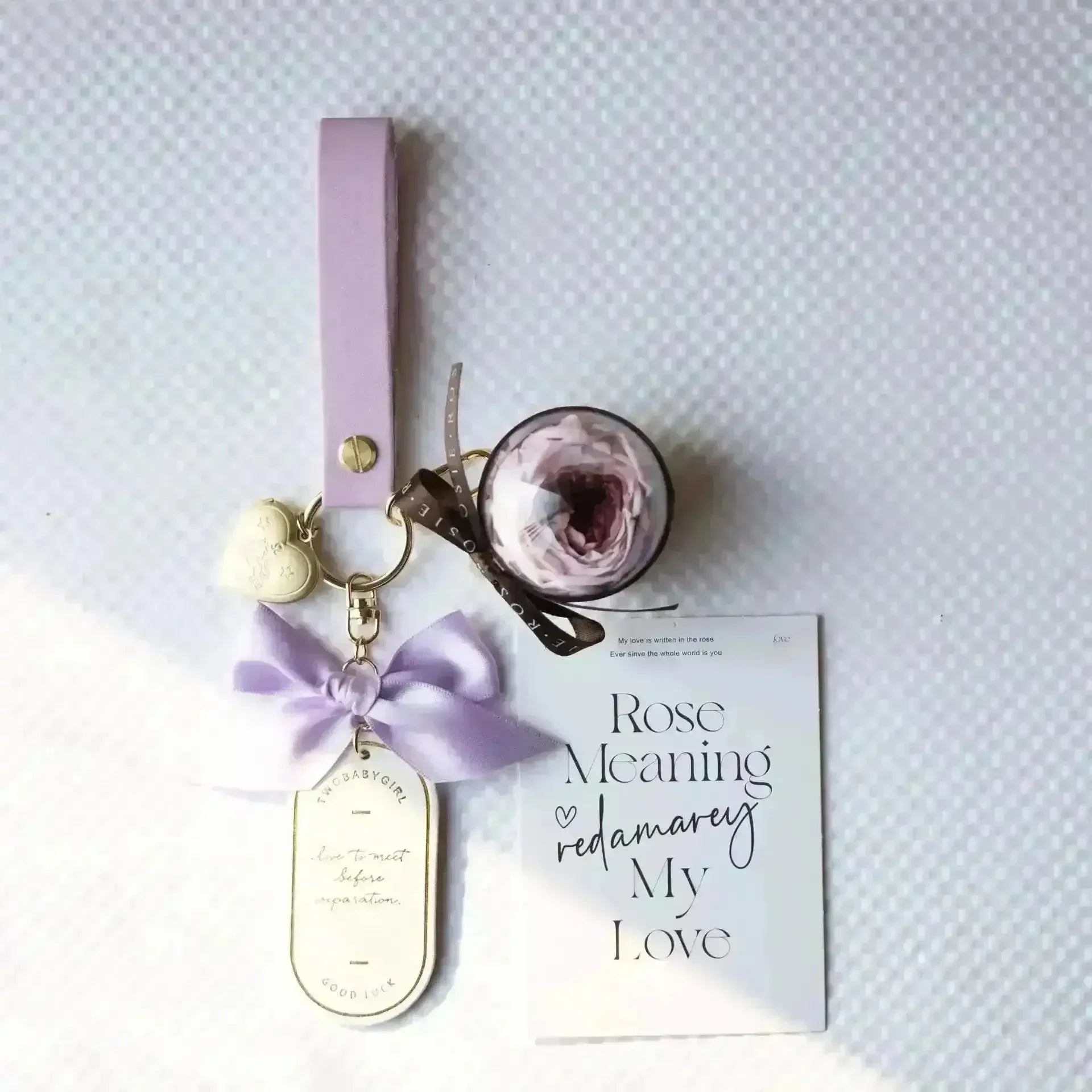 Preserved Rose Love Tag Keychain - Bear Hugs