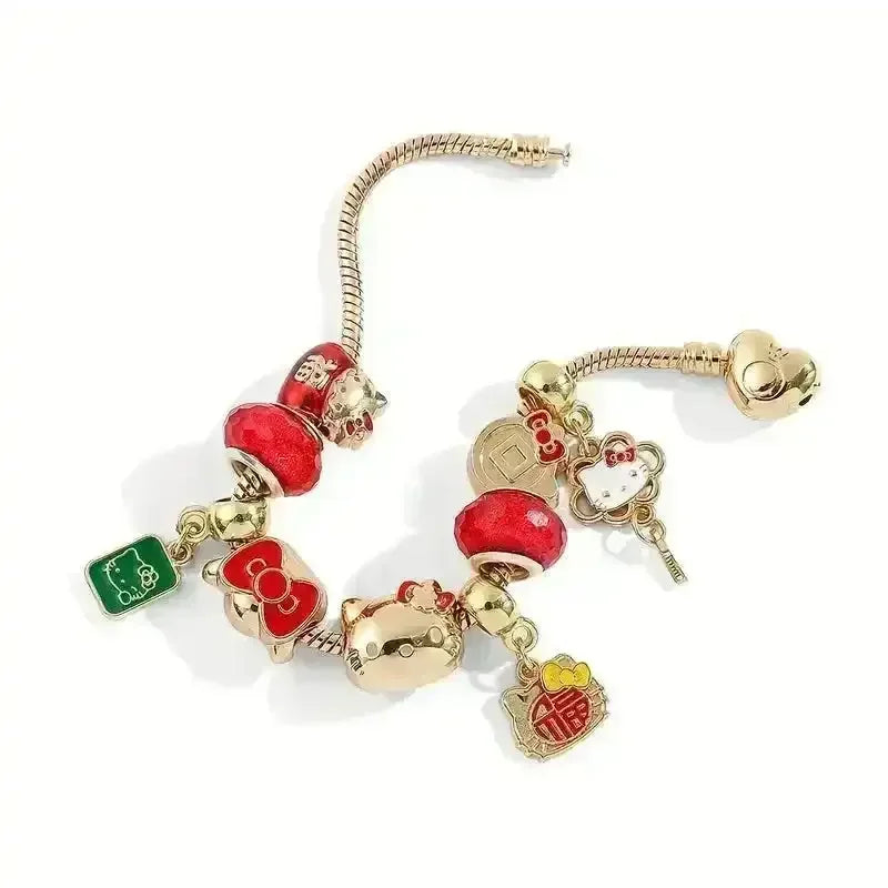 Radiant Red Stone Hello Kitty Charm Bracelet - Bear Hugs