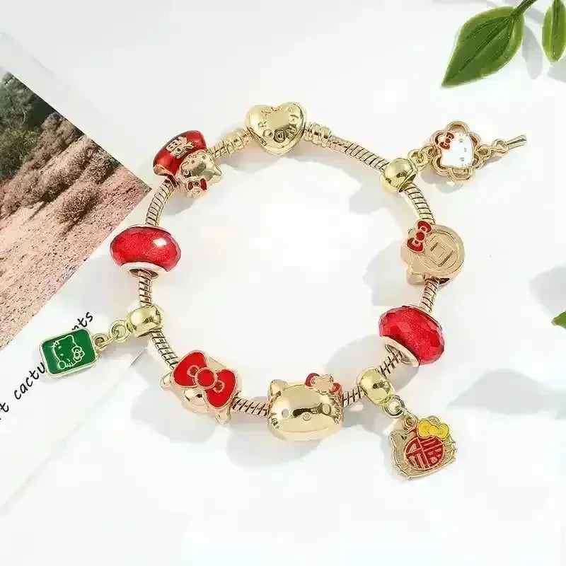 Radiant Red Stone Hello Kitty Charm Bracelet - Bear Hugs