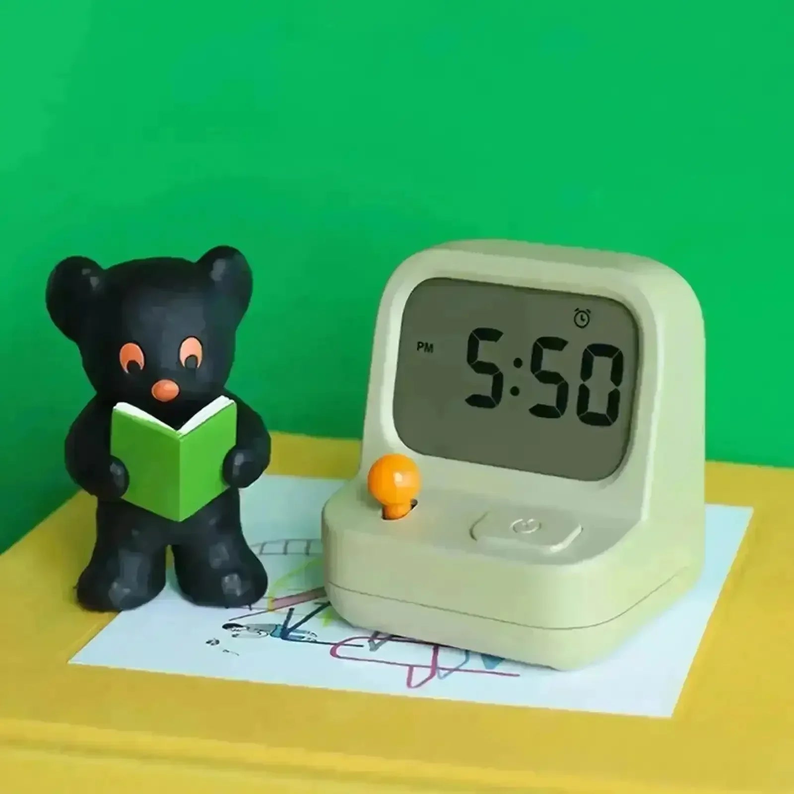Retro Arcade Style Alarm Clock - Bear Hugs