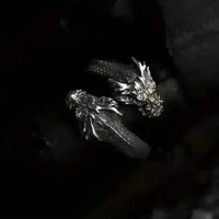 Retro Double Headed Dragon Open Ring - Bear Hugs