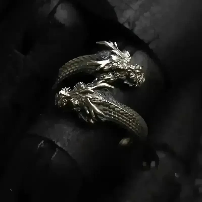 Retro Double Headed Dragon Open Ring - Bear Hugs