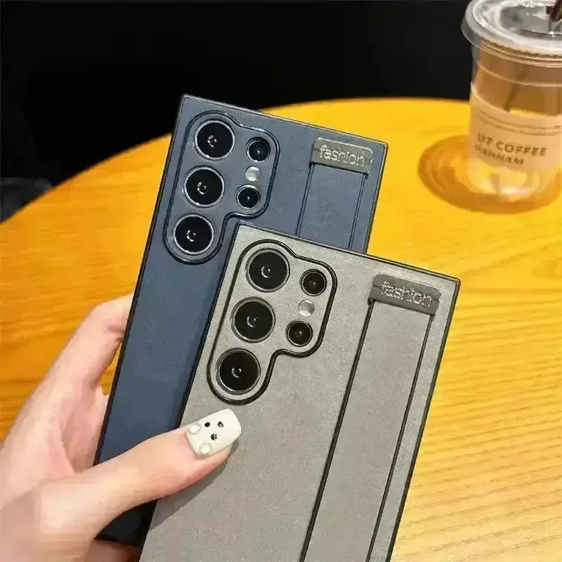 Retro Leather Bracket Texture Case (For Samsung) - Bear Hugs