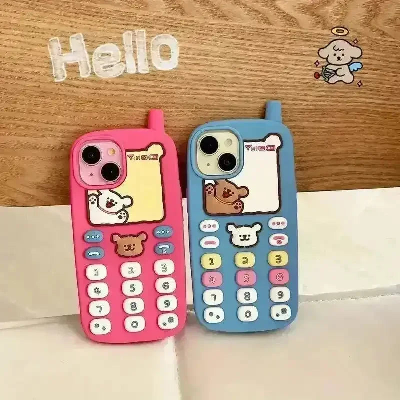 Retro Phone Design Phone Case (For iPhones) - Bear Hugs