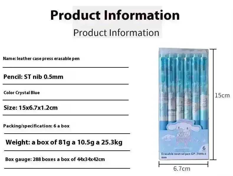 Sanrio & Egg Party Erasable Gel Pen (Set of 6) - Bear Hugs