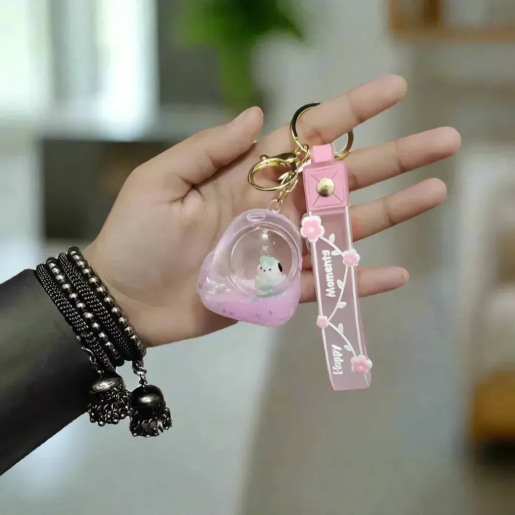 Sanrio Aqua-Charm Acrylic Liquid Keychain - Bear Hugs