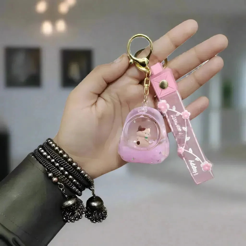 Sanrio Aqua-Charm Acrylic Liquid Keychain - Bear Hugs