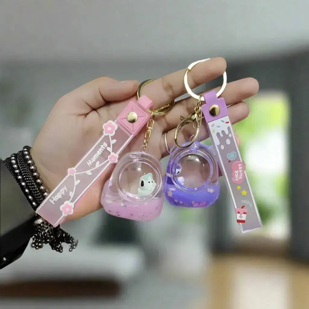 Sanrio Aqua-Charm Acrylic Liquid Keychain - Bear Hugs