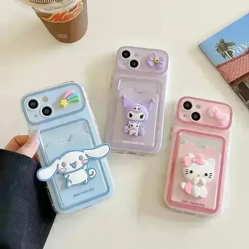 Sanrio Characters Card Holder Phone Case (For iPhones) - Bear Hugs