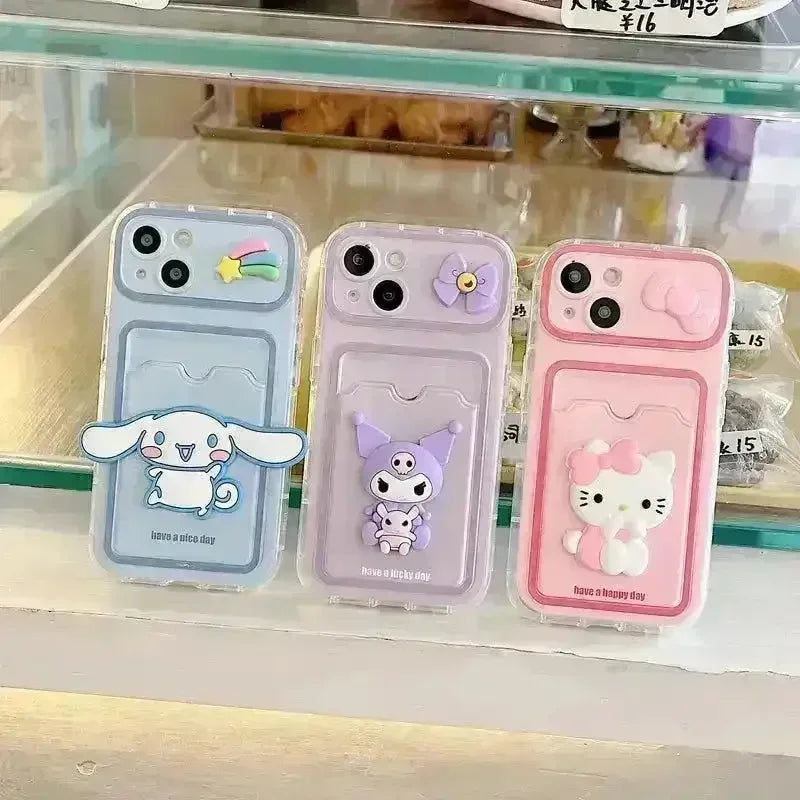 Sanrio Characters Card Holder Phone Case (For iPhones) - Bear Hugs