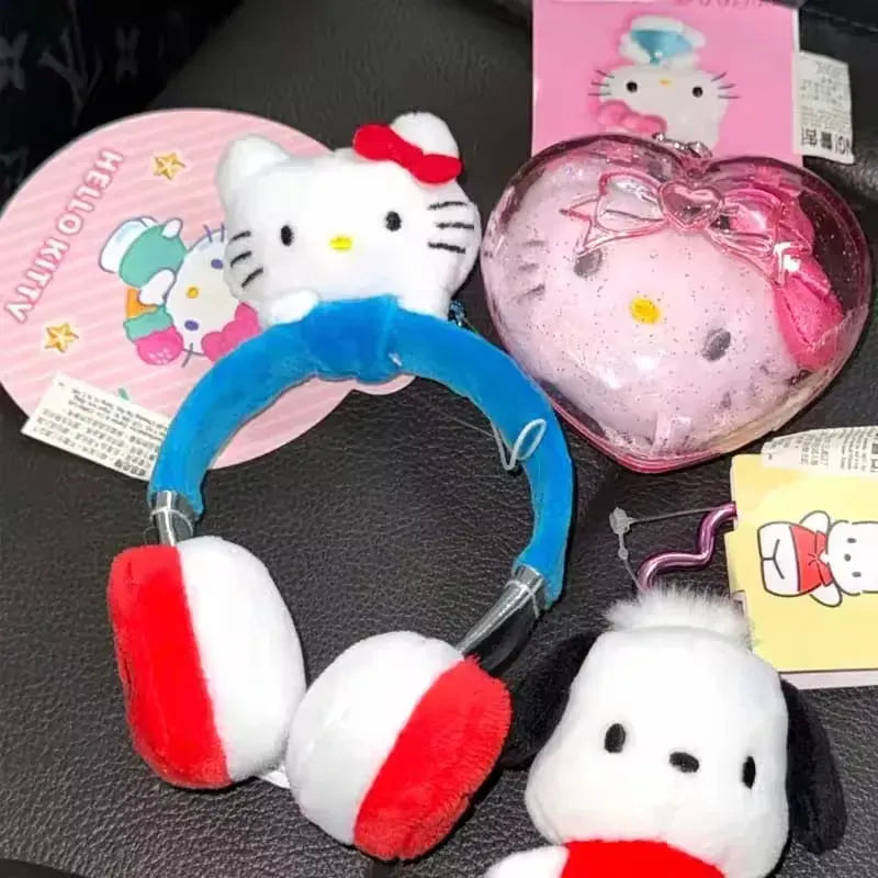 Sanrio Hello Kitty Headphones Plush Keychain - Bear Hugs