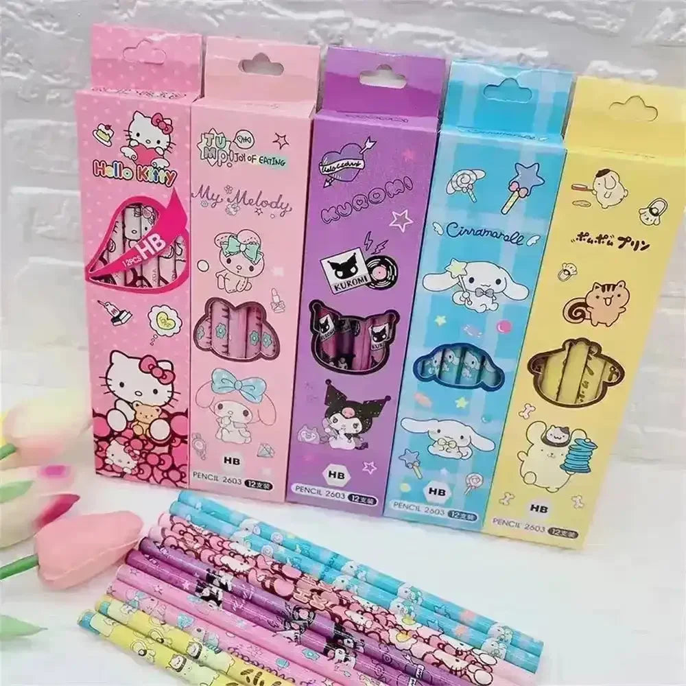 Sanrio Kawaii Pencil Set (12 Pcs) - Bear Hugs