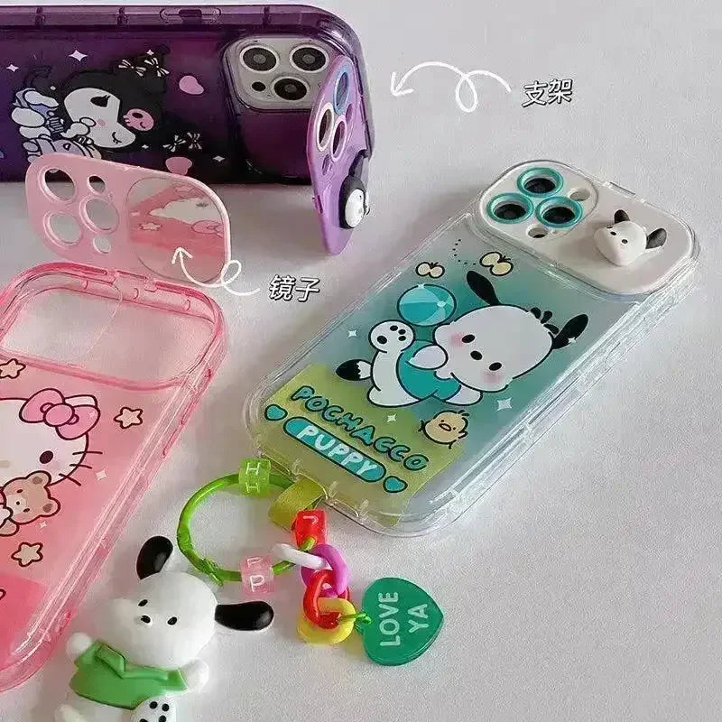 Sanrio Kuromi & Friends Mirror Stand Case (For iPhones) - Bear Hugs