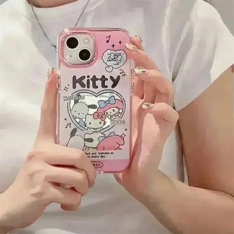Sanrio Mini Pink Mirror Case (For iPhones) - Bear Hugs