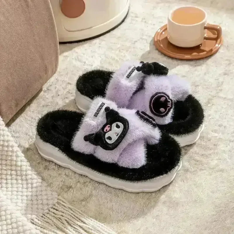 Sanrio Plush Cross Fluffy Slippers - Bear Hugs
