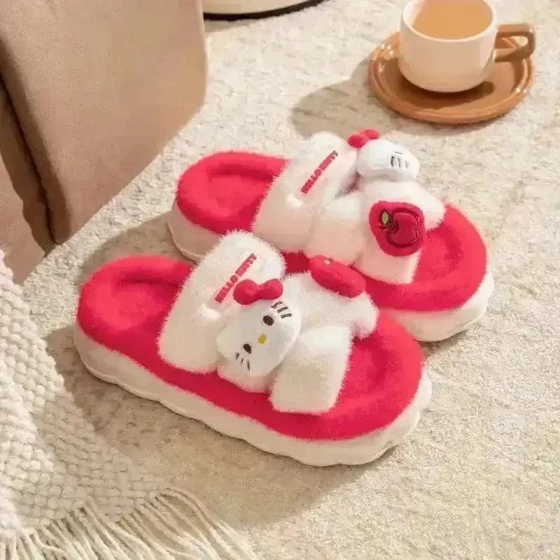 Sanrio Plush Cross Fluffy Slippers - Bear Hugs