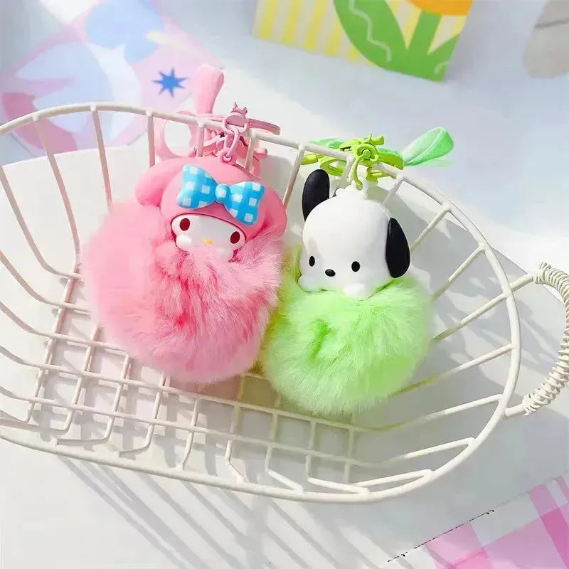 Sanrio Pom Pom Doll Face Keychains - Bear Hugs