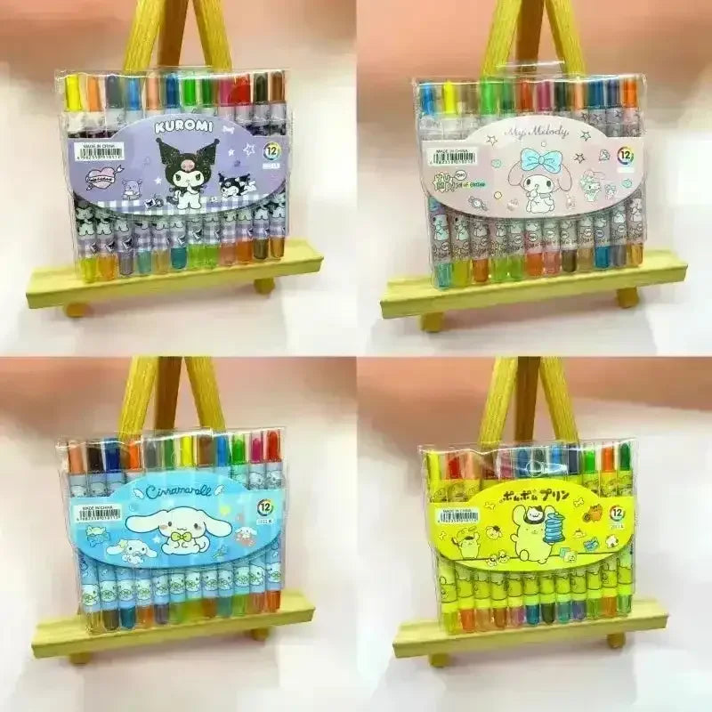 Sanrio Rainbow Crayon Set (12 Pcs) - Bear Hugs