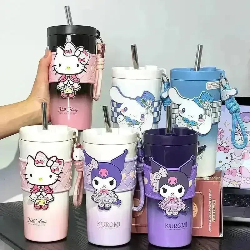 Sanrio Straw Thermos Cup (650 ml) - Bear Hugs