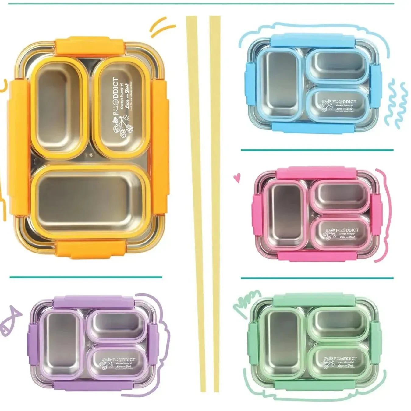 Seoul Food 3-Compartment Lunch Box (710 ml) - Bear Hugs