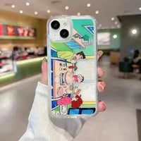 Shinchan & Family Snowflake Quicksand Phone Case (For iPhone) - Bear Hugs