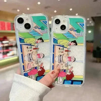 Shinchan & Family Snowflake Quicksand Phone Case (For iPhone) - Bear Hugs