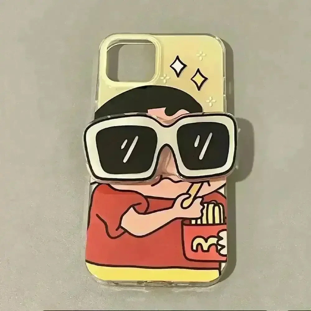 iPhone 14 Yellow Shinchan Sunglasses Phone Case (For iPhones)