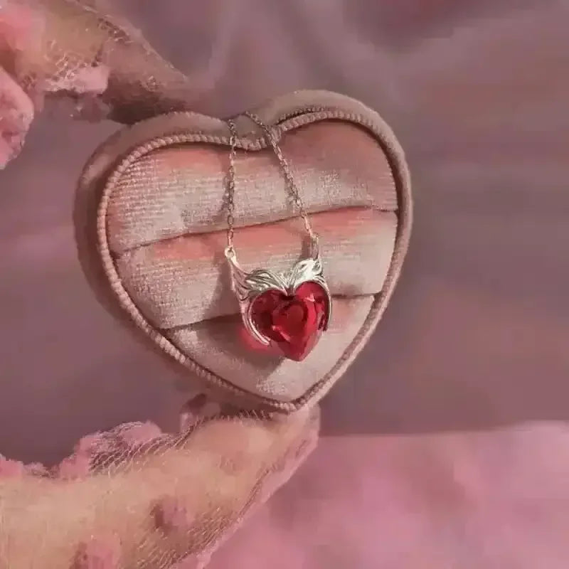 Shiny Red Heart-Shaped Pendant - Bear Hugs