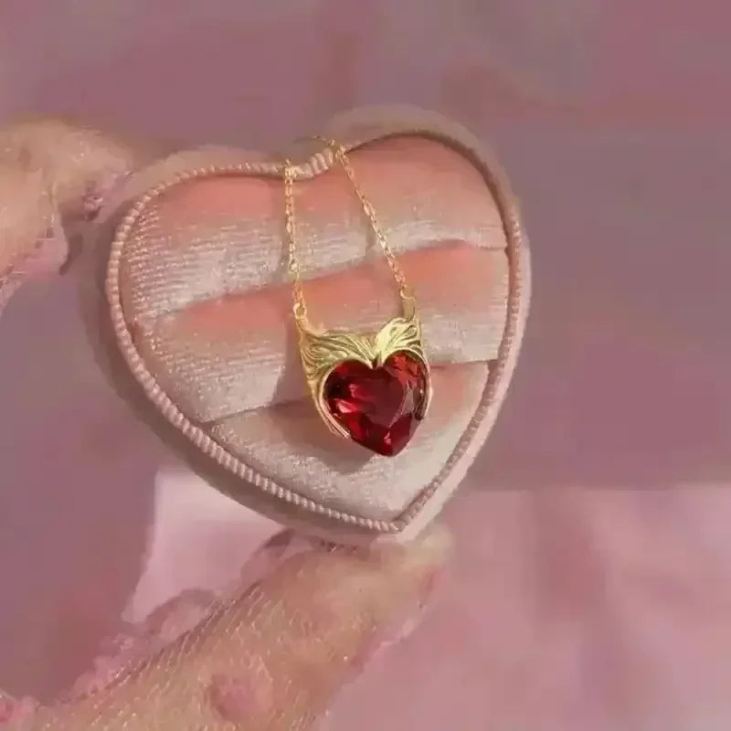 Shiny Red Heart-Shaped Pendant - Bear Hugs