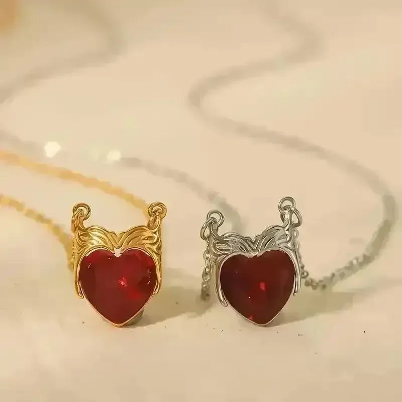Shiny Red Heart-Shaped Pendant - Bear Hugs