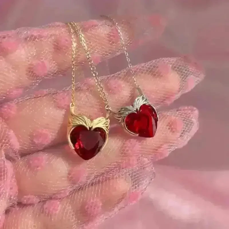 Shiny Red Heart-Shaped Pendant - Bear Hugs