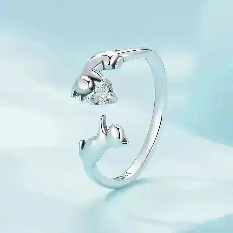 Silver Hip Hop Cat Ring - Bear Hugs