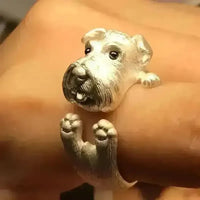 Silver Schnauzer Puppy Open Ring - Bear Hugs