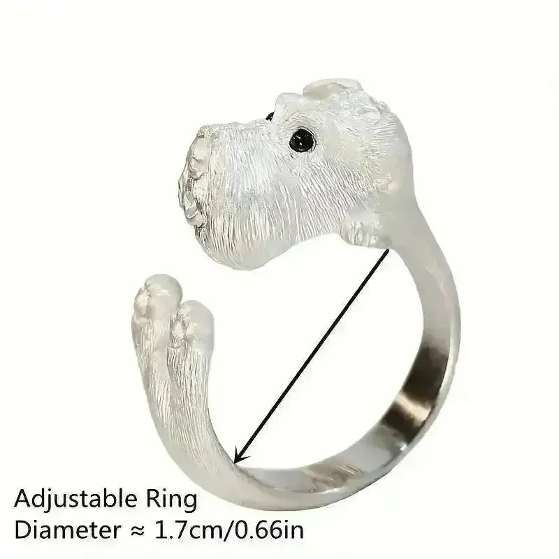 Silver Schnauzer Puppy Open Ring - Bear Hugs