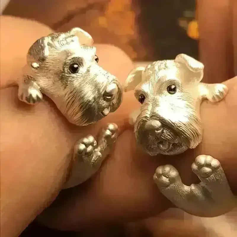 Silver Schnauzer Puppy Open Ring - Bear Hugs