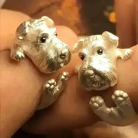Silver Schnauzer Puppy Open Ring - Bear Hugs