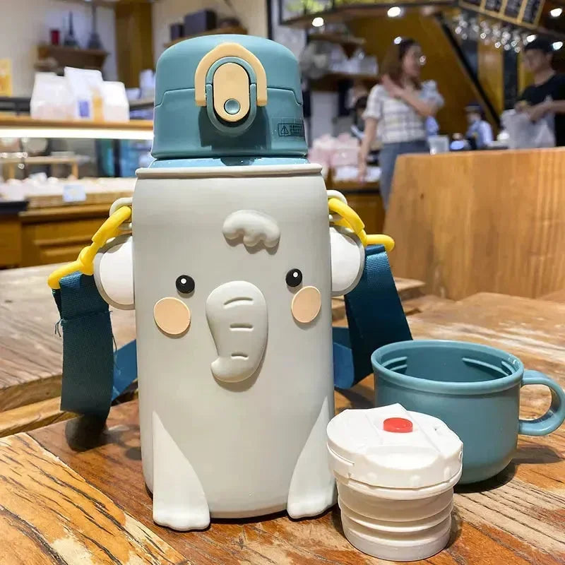 Sip & Smile Cartoon Animal Thermos Cups (500 ml) - Bear Hugs