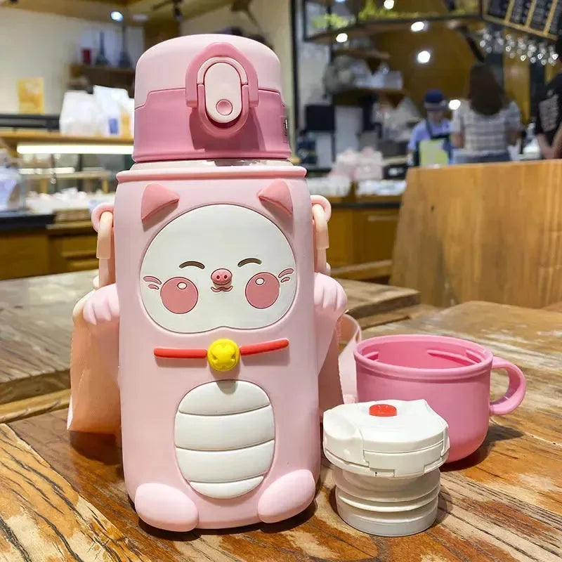 Sip & Smile Cartoon Animal Thermos Cups (500 ml) - Bear Hugs