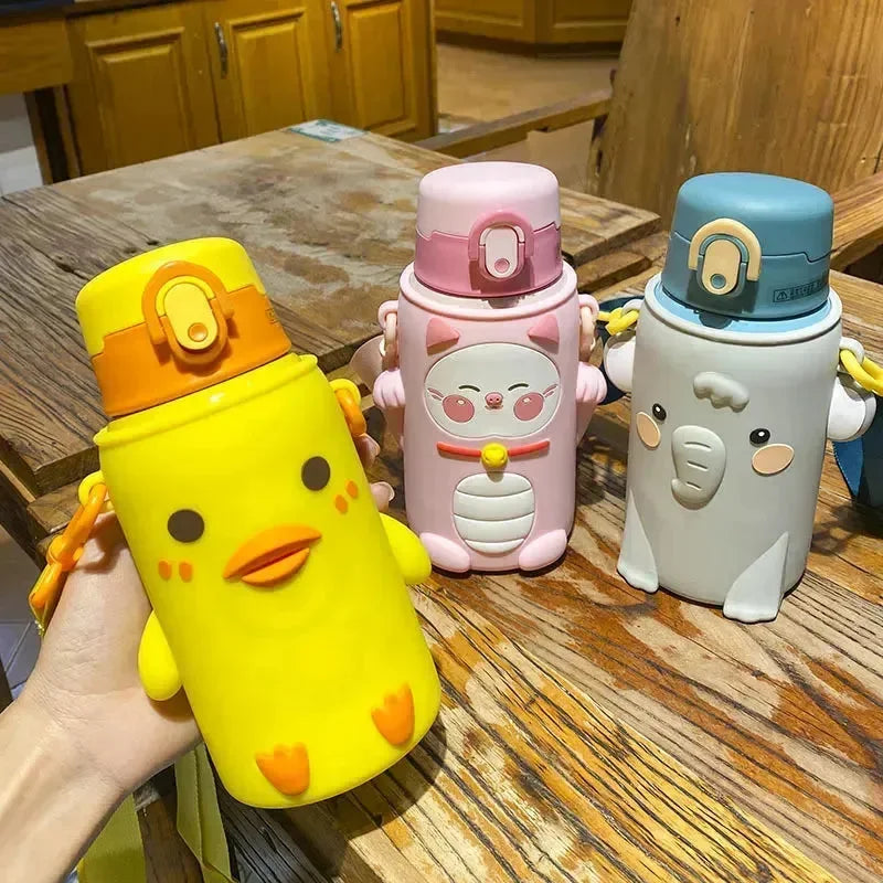 Sip & Smile Cartoon Animal Thermos Cups (500 ml) - Bear Hugs