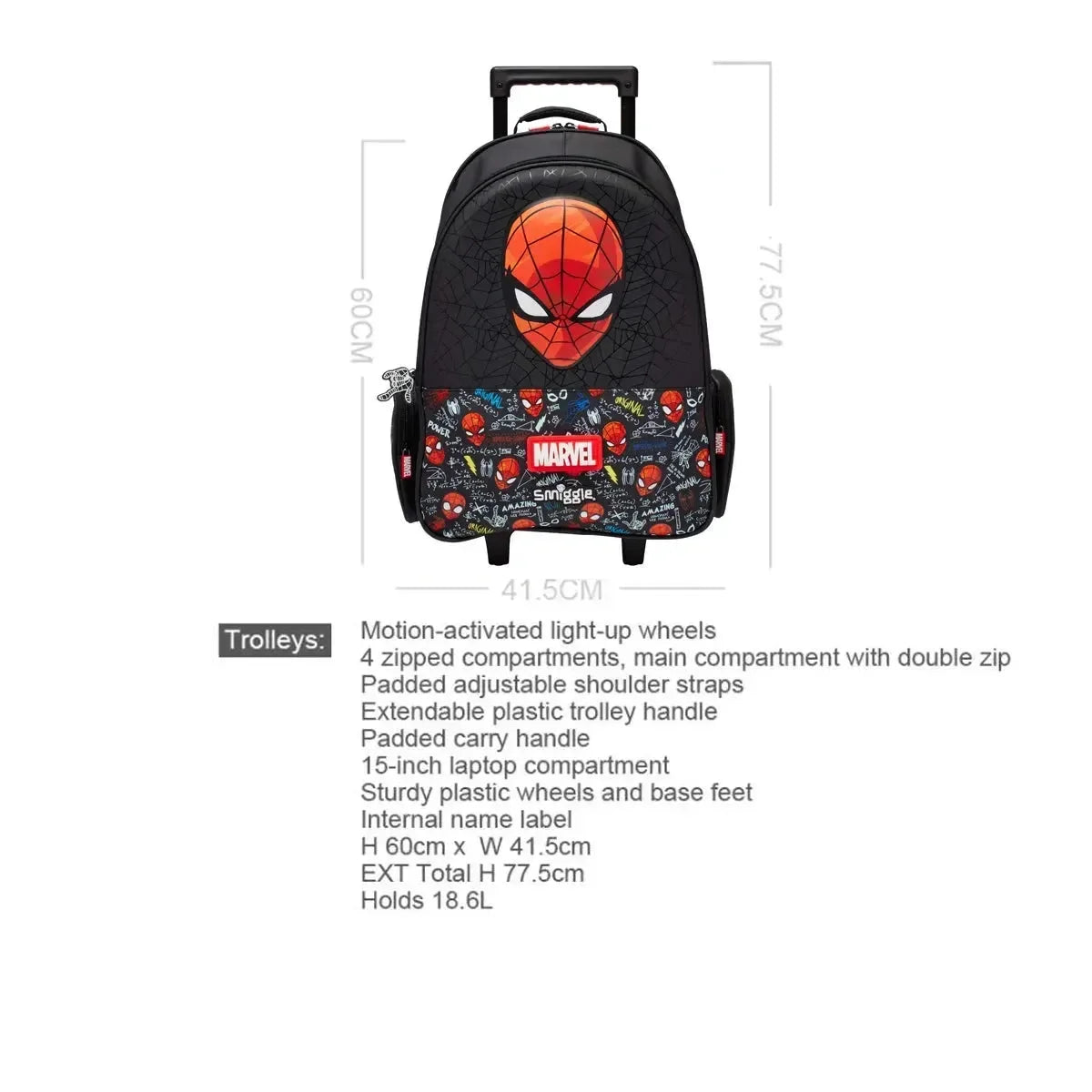 Smiggle All Stars Trolley Backpack - Bear Hugs