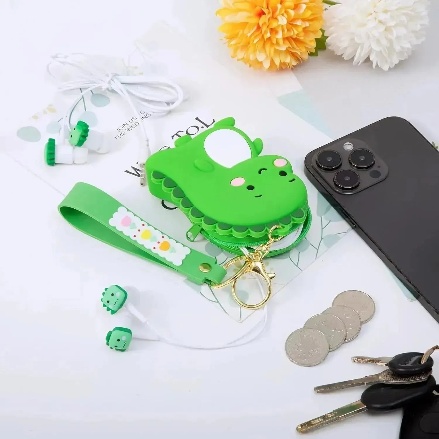 Smiling Dino Silicon Coin Pouch - Bear Hugs