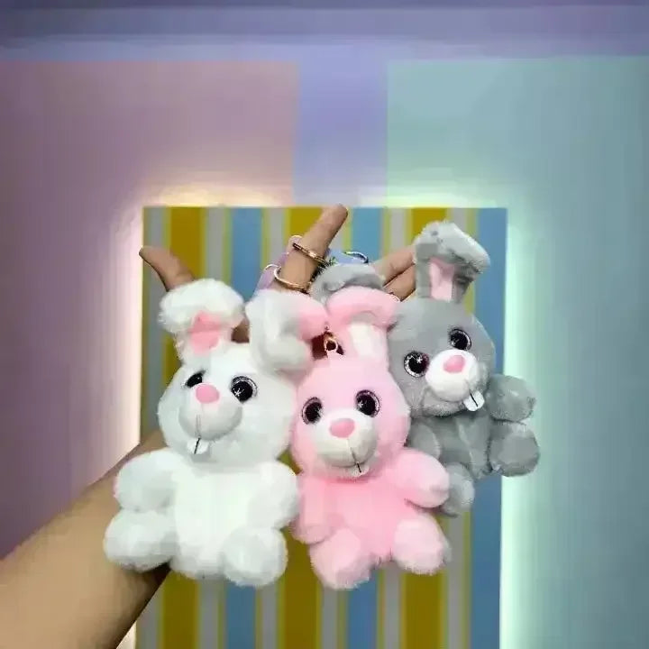 Snowball Rabbit Plush Keychain - Bear Hugs