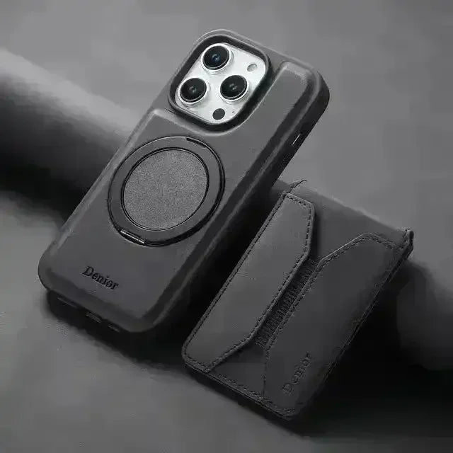 Solid Leather Wallet Phone Case (For iPhone) - Bear Hugs